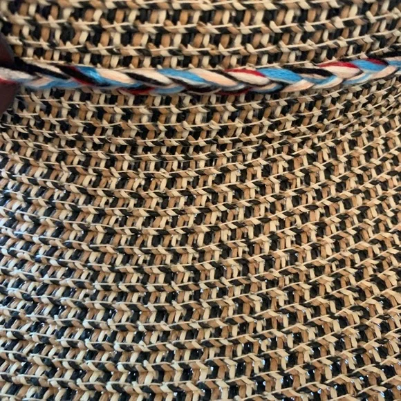 NWT COOL FASHION Brand Brown and tan adjustable hat w turquoise multi stone band - Picture 8 of 11